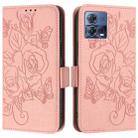 For Motorola Moto G72 Embossed Rose RFID Anti-theft Leather Phone Case(Pink) - 2