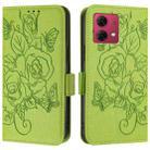 For Motorola Moto G84 5G Embossed Rose RFID Anti-theft Leather Phone Case(Green) - 2