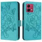 For Motorola Moto G84 5G Embossed Rose RFID Anti-theft Leather Phone Case(Light Blue) - 2