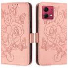 For Motorola Moto G84 5G Embossed Rose RFID Anti-theft Leather Phone Case(Pink) - 2