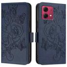 For Motorola Moto G84 5G Embossed Rose RFID Anti-theft Leather Phone Case(Dark Blue) - 2