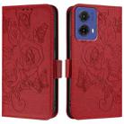 For Motorola Moto G85 5G Embossed Rose RFID Anti-theft Leather Phone Case(Red) - 2