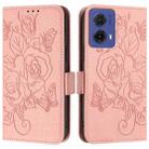 For Motorola Moto G85 5G Embossed Rose RFID Anti-theft Leather Phone Case(Pink) - 2