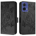 For Motorola Moto G85 5G Embossed Rose RFID Anti-theft Leather Phone Case(Black) - 2