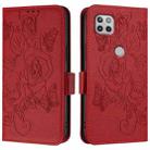 For Motorola Moto One 5G / G 5G 2020 Embossed Rose RFID Anti-theft Leather Phone Case(Red) - 2