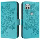 For Motorola Moto One 5G / G 5G 2020 Embossed Rose RFID Anti-theft Leather Phone Case(Light Blue) - 2