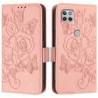 For Motorola Moto One 5G / G 5G 2020 Embossed Rose RFID Anti-theft Leather Phone Case(Pink) - 2