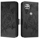 For Motorola Moto One 5G / G 5G 2020 Embossed Rose RFID Anti-theft Leather Phone Case(Black) - 2