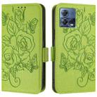 For Motorola Moto S30 Pro 5G Embossed Rose RFID Anti-theft Leather Phone Case(Green) - 2