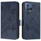 For Motorola Moto S30 Pro 5G Embossed Rose RFID Anti-theft Leather Phone Case(Dark Blue) - 2