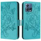 For Motorola Edge 30 Fusion Embossed Rose RFID Anti-theft Leather Phone Case(Light Blue) - 2