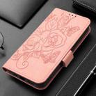 For Motorola Edge 50 5G Global Embossed Rose RFID Anti-theft Leather Phone Case(Pink) - 2