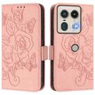 For Motorola Edge 50 5G Global Embossed Rose RFID Anti-theft Leather Phone Case(Pink) - 3