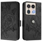 For Motorola Edge 50 5G Global Embossed Rose RFID Anti-theft Leather Phone Case(Black) - 3