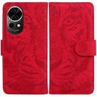 For Huawei nova 12 Tiger Embossing Pattern Flip Leather Phone Case(Red) - 1