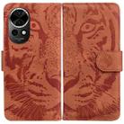 For Huawei nova 12 Tiger Embossing Pattern Flip Leather Phone Case(Brown) - 1