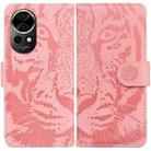 For Huawei nova 12 Tiger Embossing Pattern Flip Leather Phone Case(Pink) - 1