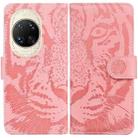 For Huawei nova 14 Ultra Tiger Embossing Pattern Flip Leather Phone Case(Pink) - 1