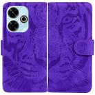 For Redmi 13 4G Tiger Embossing Pattern Flip Leather Phone Case(Purple) - 1