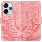 For Redmi 13 4G Tiger Embossing Pattern Flip Leather Phone Case(Pink) - 1
