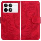 For Xiaomi Poco F6 Pro Tiger Embossing Pattern Flip Leather Phone Case(Red) - 1