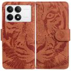 For Xiaomi Poco F6 Pro Tiger Embossing Pattern Flip Leather Phone Case(Brown) - 1