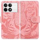 For Xiaomi Poco F6 Pro Tiger Embossing Pattern Flip Leather Phone Case(Pink) - 1