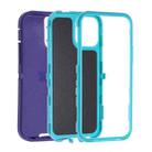 For iPhone 15 Pro Max Robot Three-proof Life Waterproof Phone Case with Holder(Purple + Blue) - 2