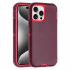 For iPhone 15 Pro Max Robot Three-proof Life Waterproof Phone Case with Holder(Wine Red + Rose Red) - 1