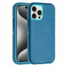 For iPhone 15 Pro Robot Three-proof Life Waterproof Phone Case with Holder(Dark Blue + Light Blue) - 1