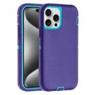 For iPhone 15 Pro Robot Three-proof Life Waterproof Phone Case with Holder(Purple + Blue) - 1