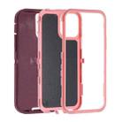 For iPhone 15 Pro Robot Three-proof Life Waterproof Phone Case with Holder(Wine Red + Pink) - 2