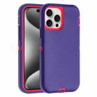 For iPhone 15 Pro Robot Three-proof Life Waterproof Phone Case with Holder(Purple + Rose Red) - 1