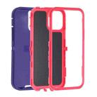 For iPhone 15 Pro Robot Three-proof Life Waterproof Phone Case with Holder(Purple + Rose Red) - 2