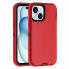 For iPhone 15 Plus Robot Three-proof Life Waterproof Phone Case with Holder(Red + Black) - 1