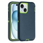 For iPhone 15 Plus Robot Three-proof Life Waterproof Phone Case with Holder(Dark Green + Light Green) - 1