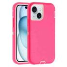 For iPhone 15 Plus Robot Three-proof Life Waterproof Phone Case with Holder(Rose Red + White) - 1