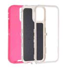 For iPhone 15 Plus Robot Three-proof Life Waterproof Phone Case with Holder(Rose Red + White) - 2