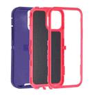 For iPhone 15 Plus Robot Three-proof Life Waterproof Phone Case with Holder(Purple + Rose Red) - 2
