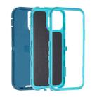 For iPhone 15 Robot Three-proof Life Waterproof Phone Case with Holder(Dark Blue + Light Blue) - 2