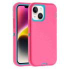 For iPhone 14 Plus Robot Three-proof Life Waterproof Phone Case with Holder(Rose Red + Blue) - 1