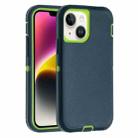 For iPhone 14 Plus Robot Three-proof Life Waterproof Phone Case with Holder(Dark Green + Light Green) - 1