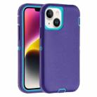 For iPhone 14 Plus Robot Three-proof Life Waterproof Phone Case with Holder(Purple + Blue) - 1