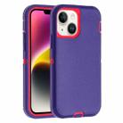 For iPhone 14 Plus Robot Three-proof Life Waterproof Phone Case with Holder(Purple + Rose Red) - 1