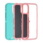 For iPhone 14 Plus Robot Three-proof Life Waterproof Phone Case with Holder(Glacier Blue + Pink) - 2