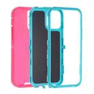 For iPhone 14 Robot Three-proof Life Waterproof Phone Case with Holder(Rose Red + Blue) - 2