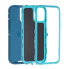 For iPhone 14 Robot Three-proof Life Waterproof Phone Case with Holder(Dark Blue + Light Blue) - 2