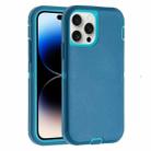 For iPhone 14 Pro Robot Three-proof Life Waterproof Phone Case with Holder(Dark Blue + Light Blue) - 1