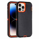 For iPhone 14 Pro Robot Three-proof Life Waterproof Phone Case with Holder(Black + Orange) - 1