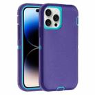 For iPhone 14 Pro Max Robot Three-proof Life Waterproof Phone Case with Holder(Purple + Blue) - 1